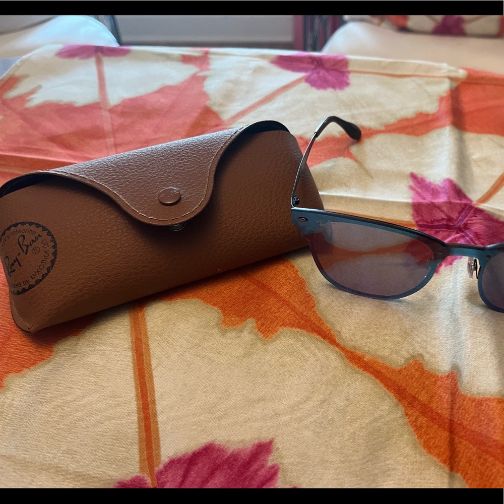 Ray Ban frameless mirror blue lens wayfarers